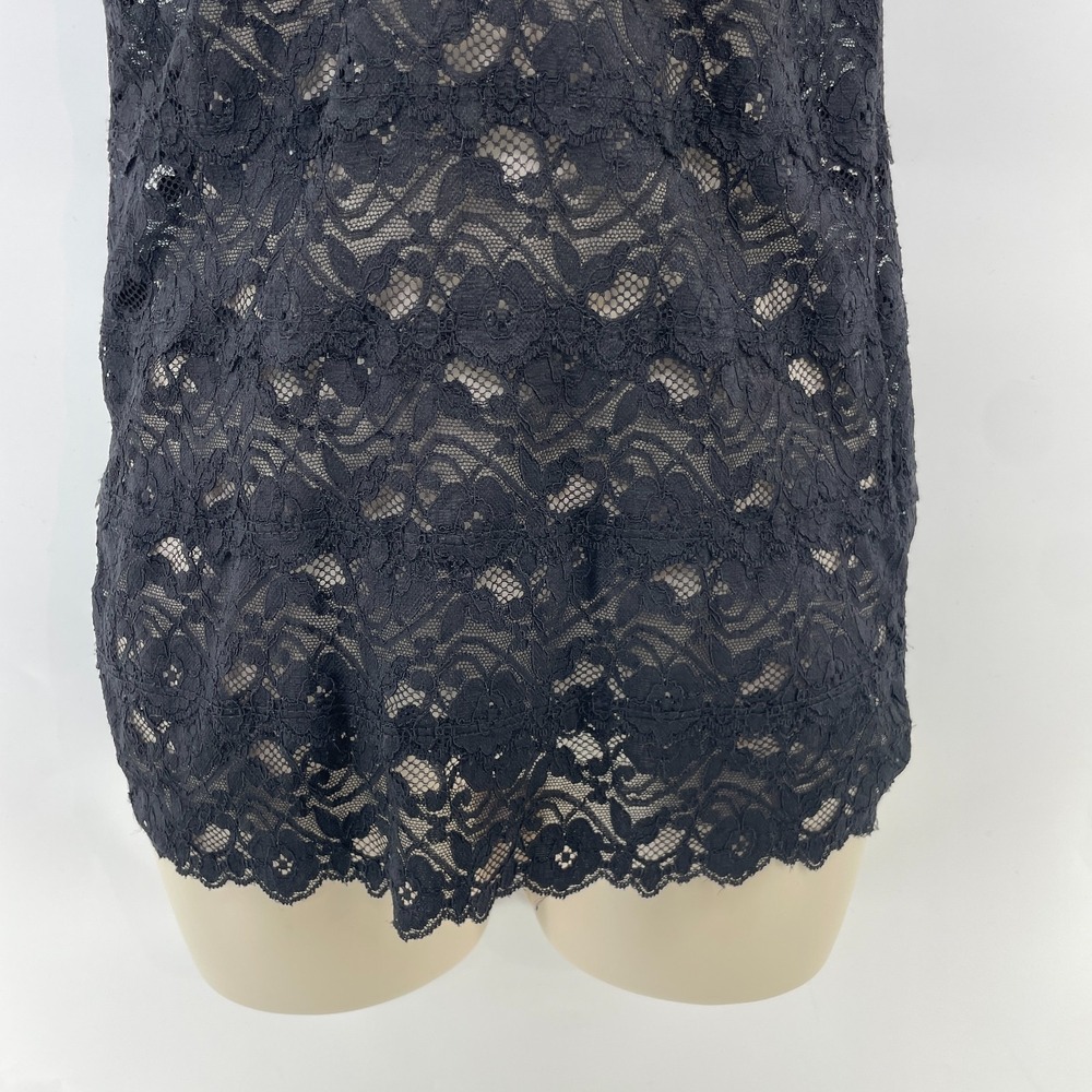 Vintage Babydoll Tank Top M Black Lace Whimsigoth Y2K Fairy Grunge Fitted Sheer - Picture 9 of 11